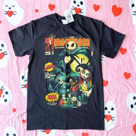 Disney Other - nwt nightmare before christmas jack + sally comic book tee unisex S